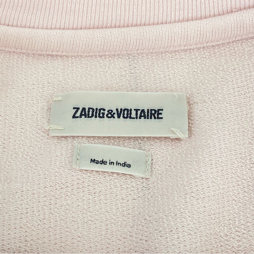 ZADIG & VOLTAIRE pink white ROCK UPPER PRINT SPUS SWEATER scoop neck sweatshirt - Picture 13 of 14